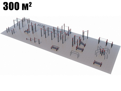 Готовая спортивная площадка для улицы для Воркаут и ГТО 4-5 (30 х 10 м)