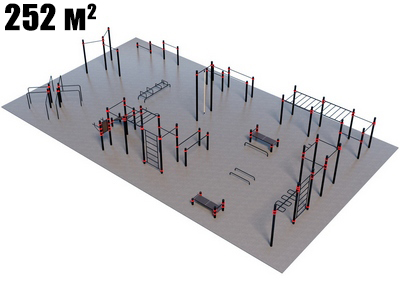 Готовая спортивная площадка для улицы для Воркаут и ГТО 3-7 (21 х 12 м)