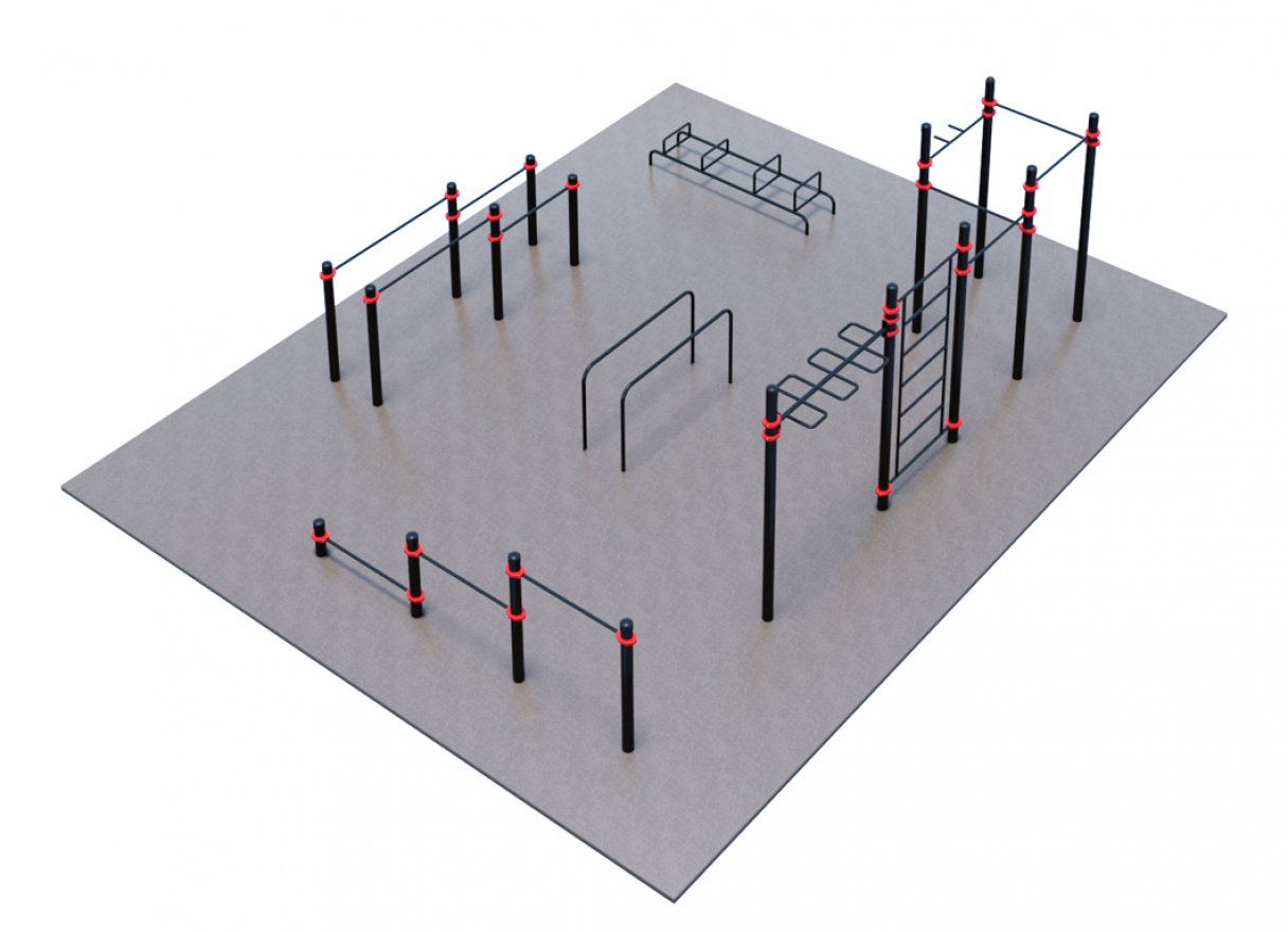 Готовая спортивная площадка для улицы для Воркаут и ГТО 2-4 (8 x 10 м) - вид 2