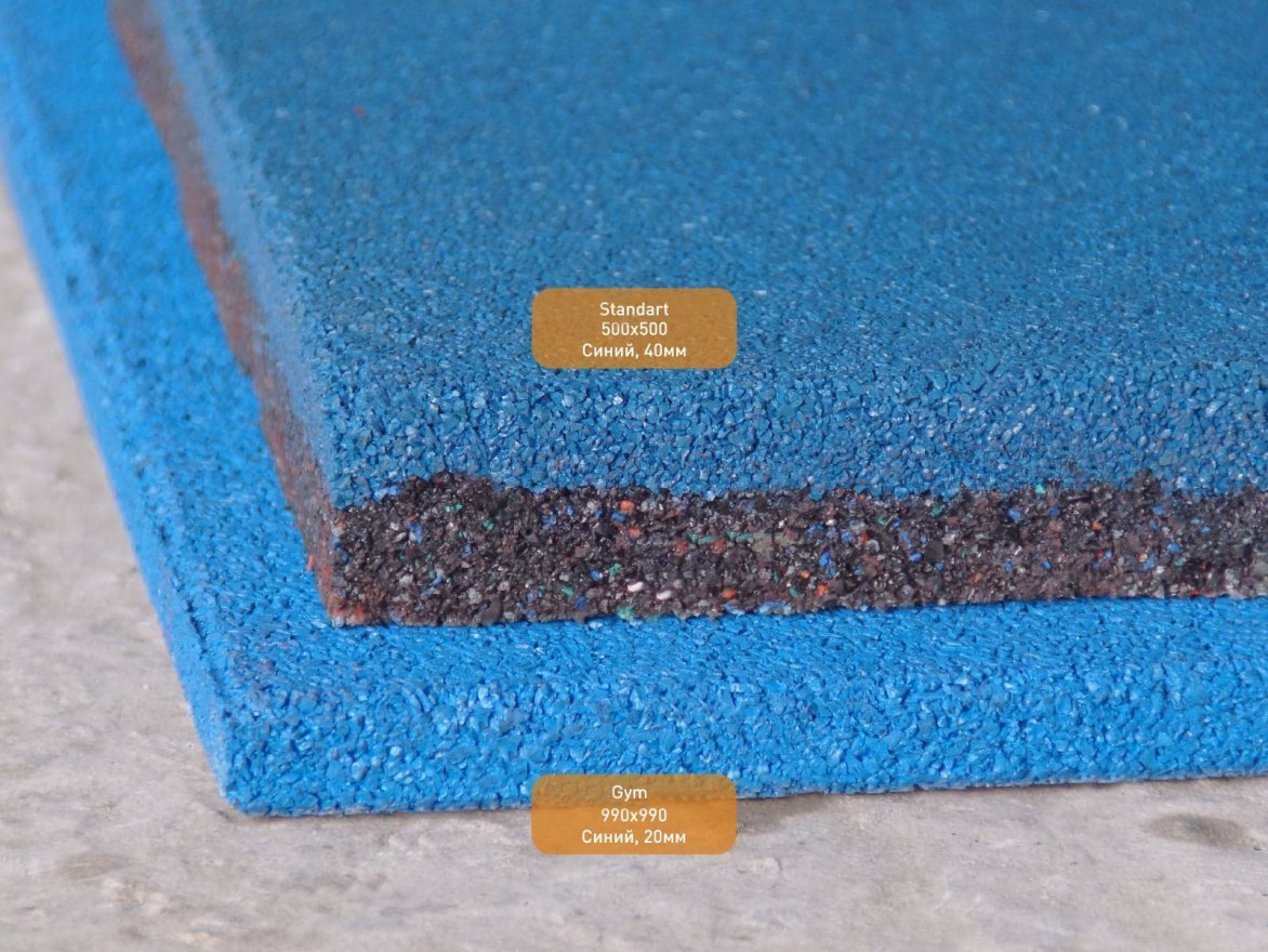 Резиновая плитка Gym 990х990 (15-60 мм) с рельефным основанием - вид 1