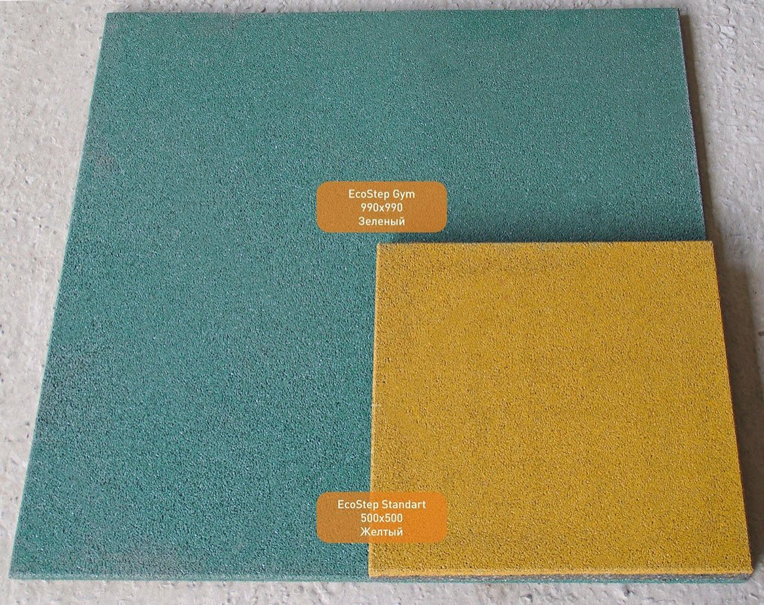 Резиновая плитка EcoStep Gym EPDM/Джим ЭПДМ 500х500 (30-60 мм) с рельефным основанием - вид 2