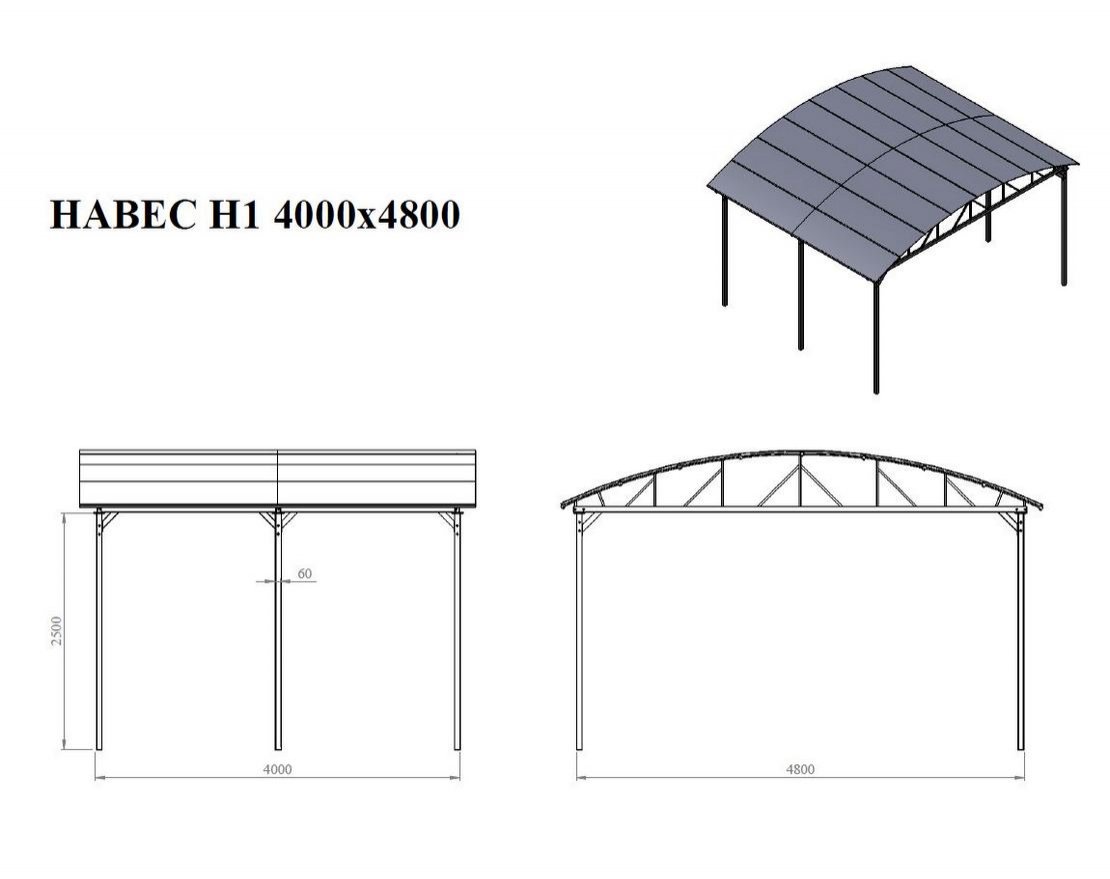Навес H1 4 метра - вид 2