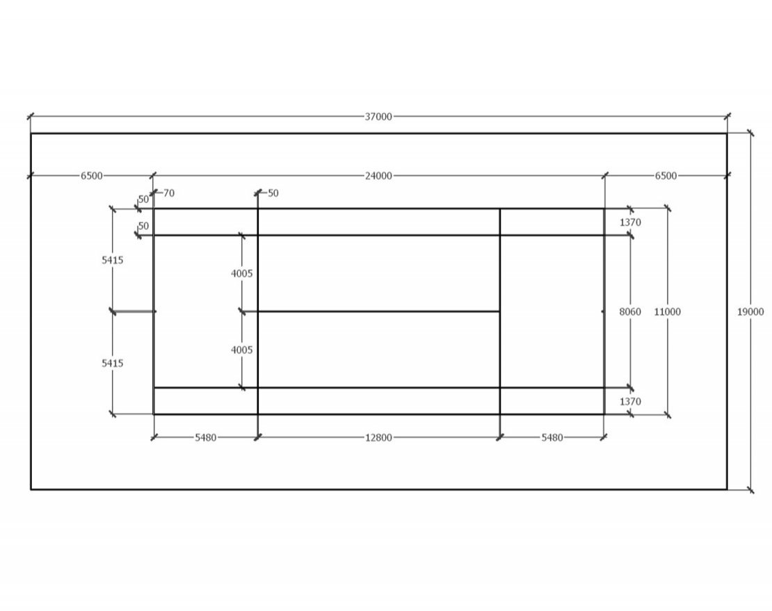 Корт для тенниса TORUDA T-1 (37х19, игровое поле 24х11) - вид 8