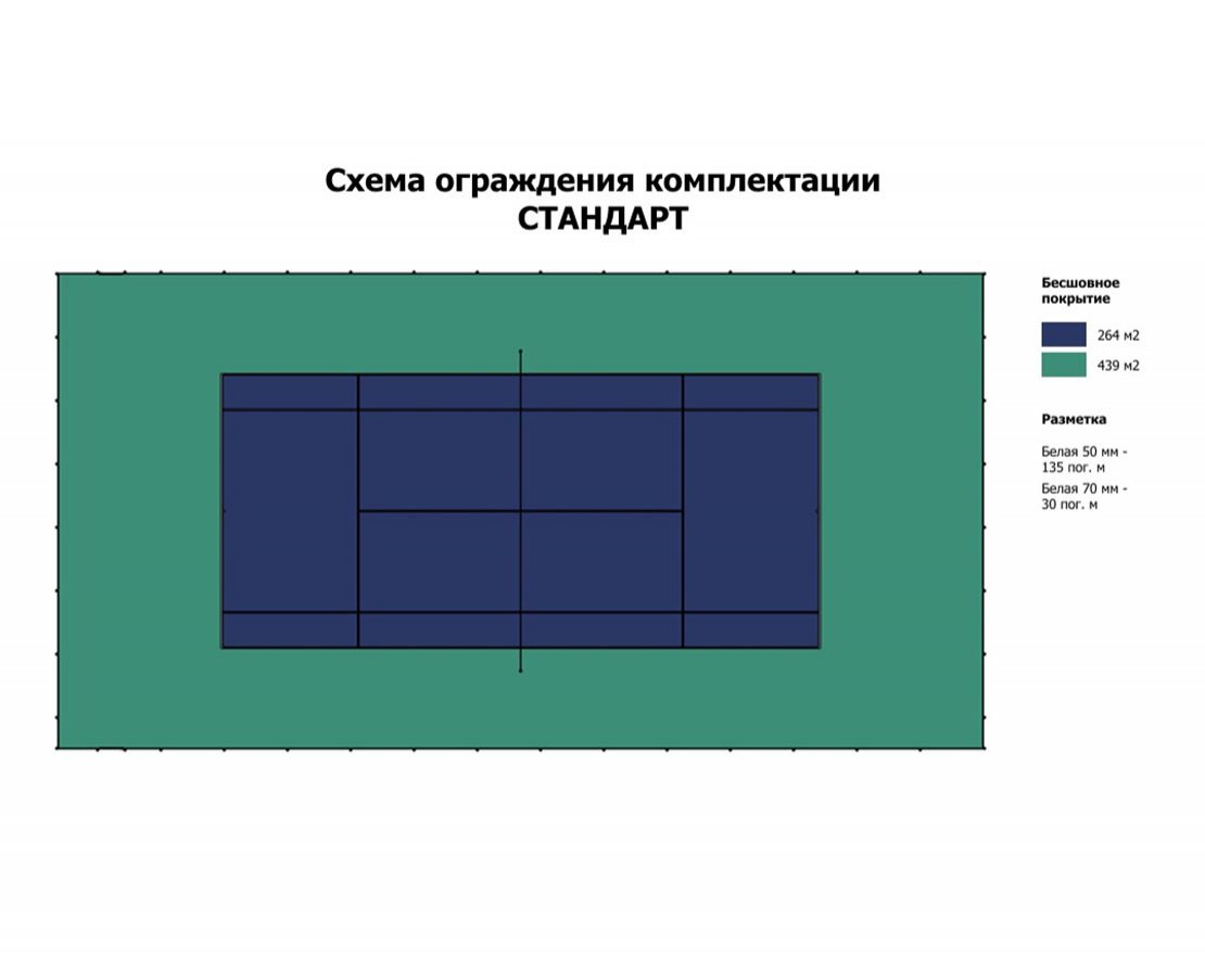 Корт для тенниса TORUDA T-1 HARD (37х19, игровое поле 24х11) - вид 7
