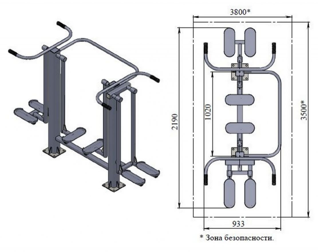 Уличный тренажер TORUDA «Шагоход + Маятник +хипс» 44 - вид 2